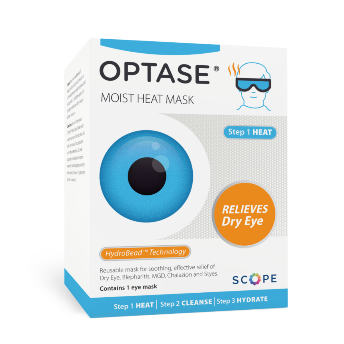 OPTASE Moist Heat Mask – Reusable Eye Relief for Dry Eyes & MGD