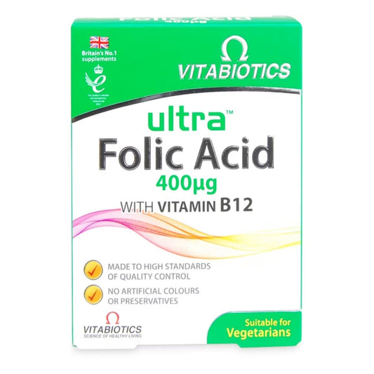 Vitabiotics I Ultra Folic Acid 400mcg with Vitamin B12 60 Tablets