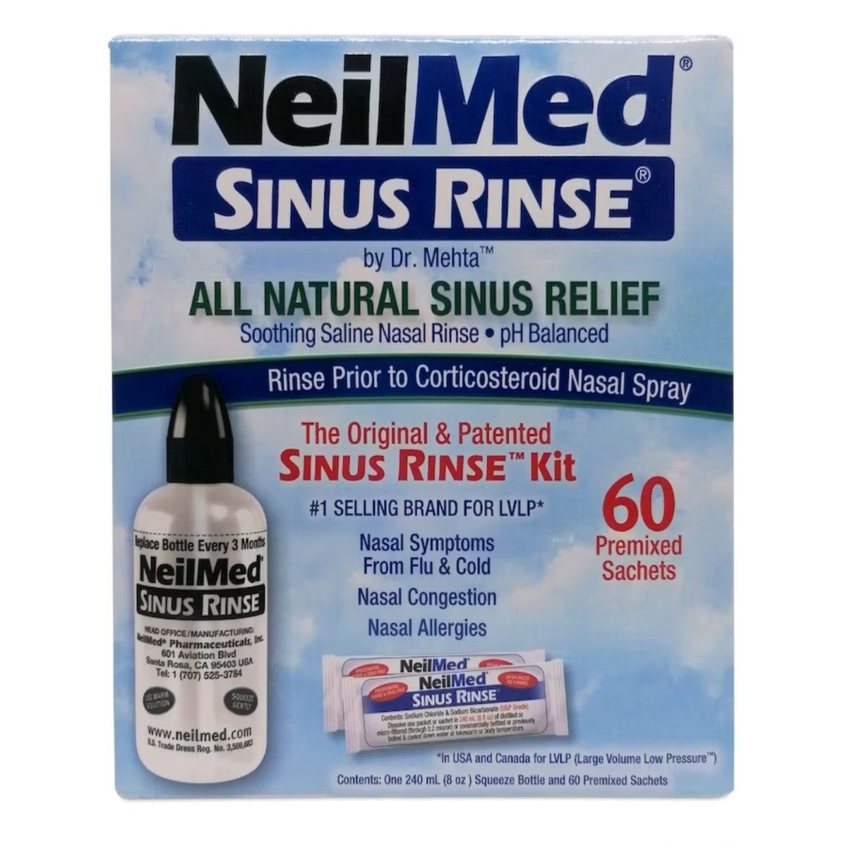 Neilmed Sinus Rinse Kit 60 Premixed Sachets