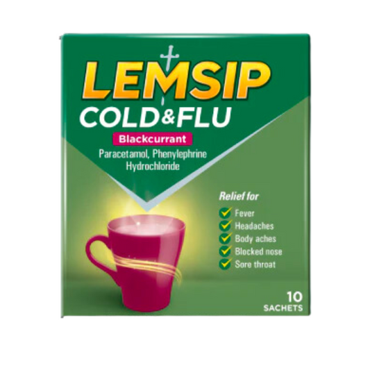 Lemsip | Cold & Flu Blackcurrant Powder for Oral Solution 10s